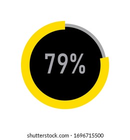 circle percentage diagrams meter ready-to-use for web design, user interface UI or infographic - indicator with yellow,black & ash showing 79%