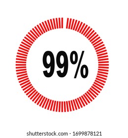 circle percentage diagrams meter ready-to-use for web design, user interface UI or infographic - indicator with red & black showing 99%