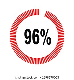 circle percentage diagrams meter ready-to-use for web design, user interface UI or infographic - indicator with red & black showing 96%