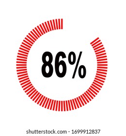 circle percentage diagrams meter ready-to-use for web design, user interface UI or infographic - indicator with red & black showing 86%