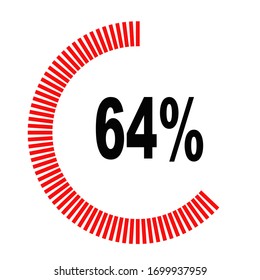 circle percentage diagrams meter ready-to-use for web design, user interface UI or infographic - indicator with red & black showing 64%