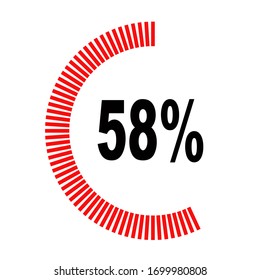 circle percentage diagrams meter ready-to-use for web design, user interface UI or infographic - indicator with red & black showing 58%