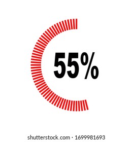 circle percentage diagrams meter ready-to-use for web design, user interface UI or infographic - indicator with red & black showing 55%