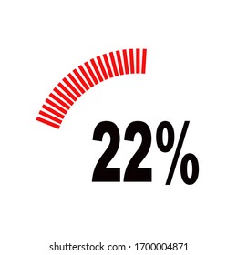 circle percentage diagrams meter ready-to-use for web design, user interface UI or infographic - indicator with red & black showing 22%