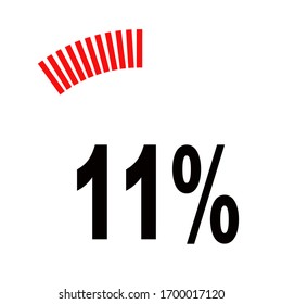 circle percentage diagrams meter ready-to-use for web design, user interface UI or infographic - indicator with red & black showing 11%