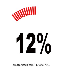 circle percentage diagrams meter ready-to-use for web design, user interface UI or infographic - indicator with red & black showing 12%