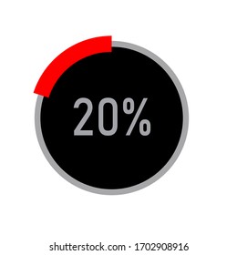 circle percentage diagrams meter ready-to-use for web design, user interface UI or infographic - indicator with ash, red & black showing 20%