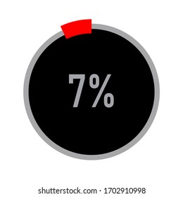 circle percentage diagrams meter ready-to-use for web design, user interface UI or infographic - indicator with ash, red & black showing 07%