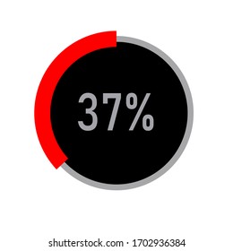 circle percentage diagrams meter ready-to-use for web design, user interface UI or infographic - indicator with ash, red & black showing 37%
