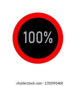 circle percentage diagrams meter ready-to-use for web design, user interface UI or infographic - indicator with ash, red & black showing 100%