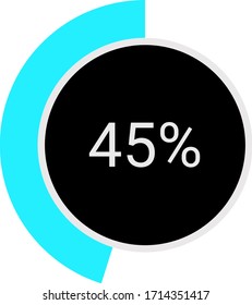 circle percentage diagrams meter ready-to-use for web design, user interface UI or infographic - indicator with ash, red & black showing 45%