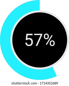 circle percentage diagrams meter ready-to-use for web design, user interface UI or infographic - indicator with ash, red & black showing 57%