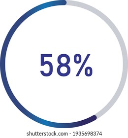 circle percentage diagrams (meters) from 0 to 100 ready-to-use for web design, user interface (UI) or infographic - indicator with gradient blue showing 58%