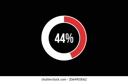 Circle Percentage Diagrams Showing 44% Ready-to-use for web Design, user interface (UI) or Infographic - Indicator with Red