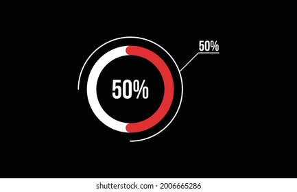 Circle Percentage Diagrams Showing 50% Ready-to-use for web Design, user interface (UI) or Infographic - Indicator with Red