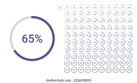 Circle percentage pie chart diagrams infographic from 0 to 100 numbers elements web design user interface UI UX