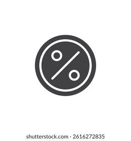 Circle with a percentage symbol vector icon. filled flat sign for mobile concept and web design. Discount glyph icon. Sales, offers symbol, logo illustration. Vector graphics