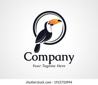 Circle perch toucan bird logo icon symbol design illustration inspiration