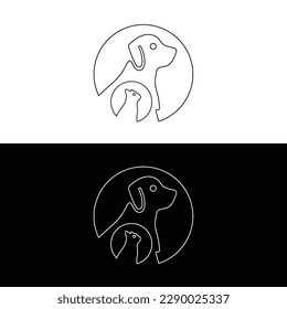 Circle pet cat and dog vector logo design 