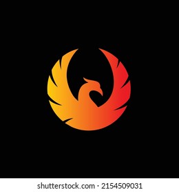 Circle Phoenix Fire Gradient Abstract Mark Pictorial Emblem Logo Symbol Iconic Creative Modern Minimal Editable in Vector Format