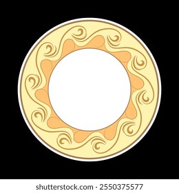 Circle photo frame in brown tones. Fashion graphic background. Monochrome template for prints label, banner, photo, border. Design element. Vector illustration