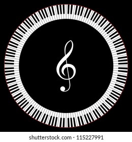 Circle of Piano Keys With Treble Clef Vector Illustration