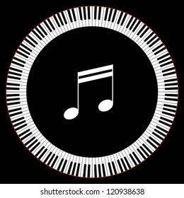 Circle of Piano Keys With Two Beamed Eight Notes