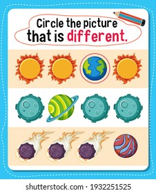 Circle the picture that is different activity for kids illustration