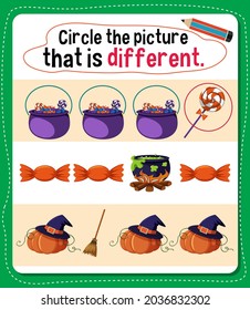 Das Bild, das für die Kindergrafik eine andere Aktivität darstellt, umkreisen