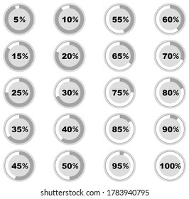 Circle Pie chart Diagram 5% to 100%, Info Graphic, Percentage Number