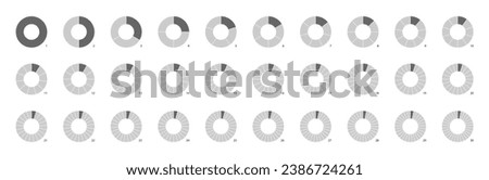 Circle pie chart as donut infographics data presentation. Charging round bar as percentage piece or part of whole. 12 and 24 segments of crossed ring
