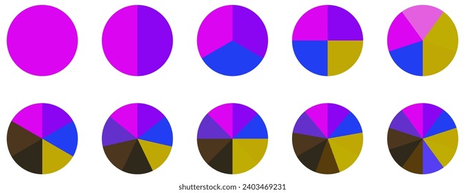 Circle pie chart icons set