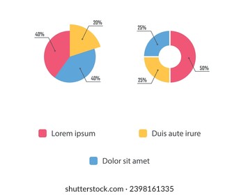 gráfico circular circular, conjunto de diagramas infográficos