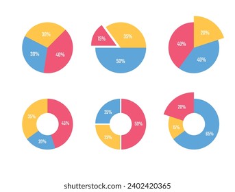 circle pie chart, infographic diagram set