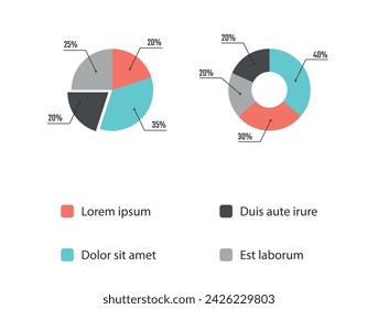circle pie chart, infographic diagram set