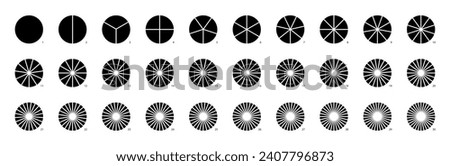 Circle pie chart infographics. Pizza part slice graph vector diagram. Round wheel divide into equal segments. Graphic icon for fraction and division