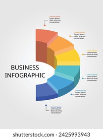 circle pie chart level template for infographic for presentation for 6 element