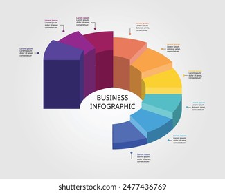 circle pie chart level template for infographic for presentation for 9 element