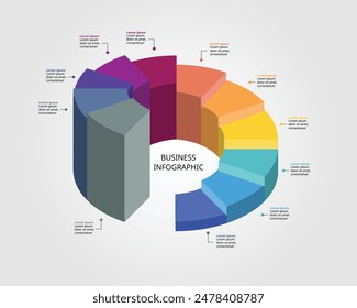 circle pie chart level template for infographic for presentation for 11 element