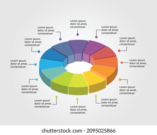 circle pie chart template for infographic for presentation for 12 element