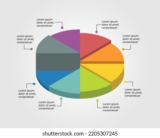 circle pie chart template for infographic for presentation for 8 element