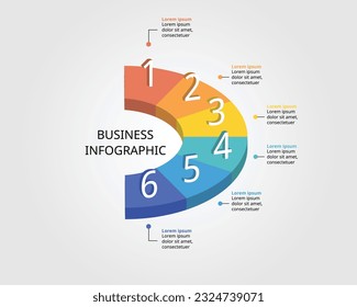 circle pie chart template for infographic for presentation for 6 element