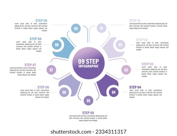 circle Pie charts for infographics. Elements with 2, 3, 4, 5, 6, 7, 8, 9, 10 steps, options.