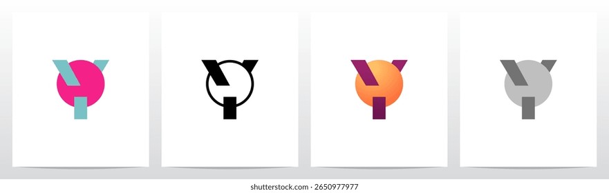 Circle Pierced by Letter Abstract Symbol Initial Logo Design Y