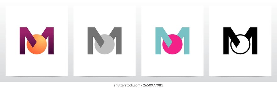 Círculo Perfurado por Letra Símbolo Abstrato Design de Logotipo Inicial M