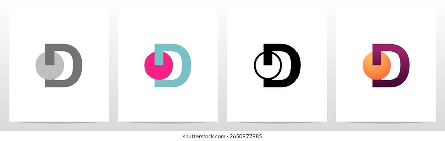 Círculo Perfurado por Letra Símbolo Abstrato Design de Logotipo Inicial D