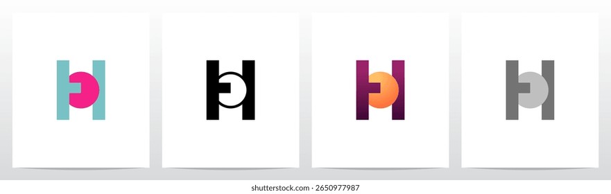 Círculo Perfurado por Letra Símbolo Abstrato Design de Logo Inicial H