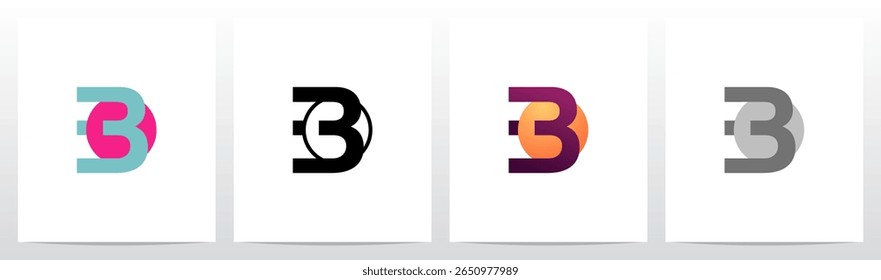 Círculo Perfurado por Letra Símbolo Abstrato Design de Logotipo Inicial B