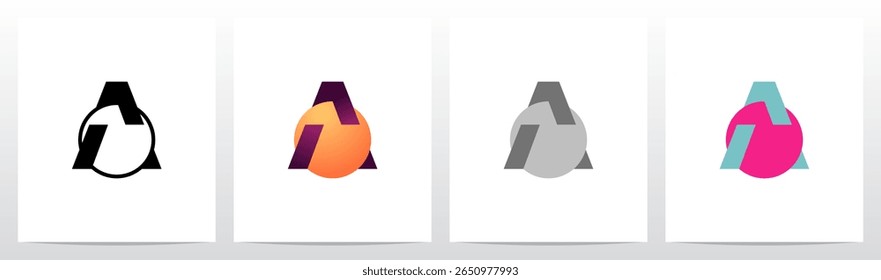 Círculo Perfurado por Letra Símbolo Abstrato Design de Logotipo Inicial A