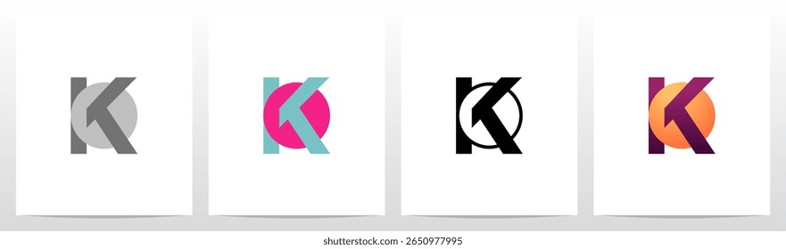 Círculo Perfurado por Letra Símbolo Abstrato Design de Logotipo Inicial K